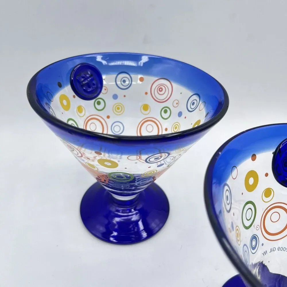 Royal Caribbean Kosta Boda Cocktail Glasses 2009 Hand blown Cobalt Blue 2